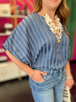 Indigo Blue Striped Top