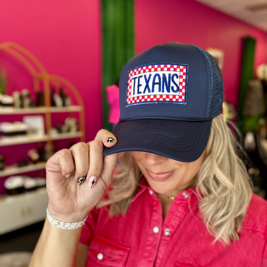 Texans Check Navy Trucker Hat