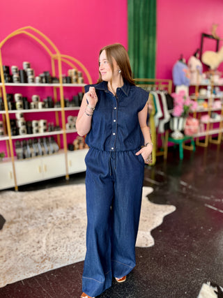 Dark Denim Wide Leg Pants