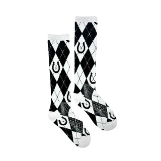 Lucky Arglye Black & White Boot Sock By Lucky Chuck