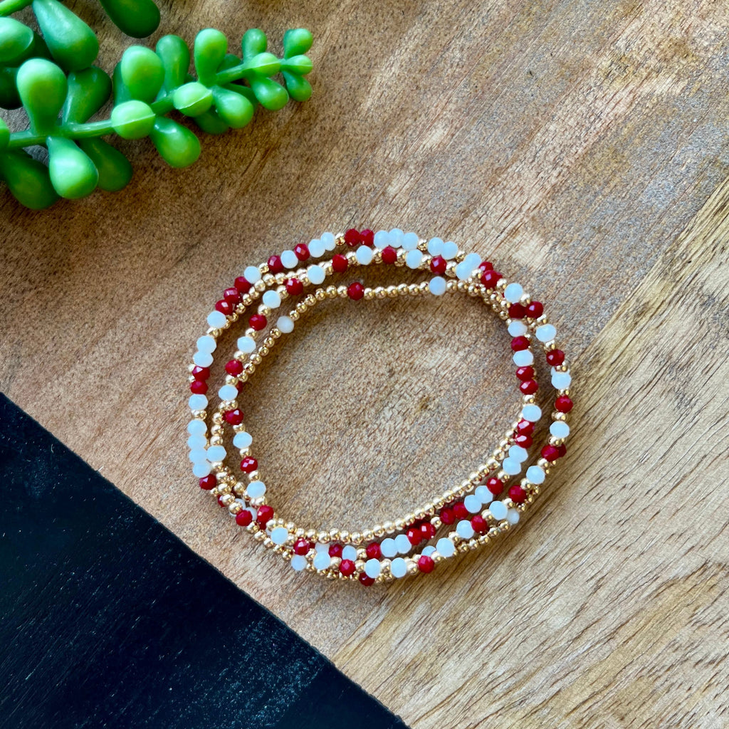 Maroon Mini Bead Gameday Bracelet Set