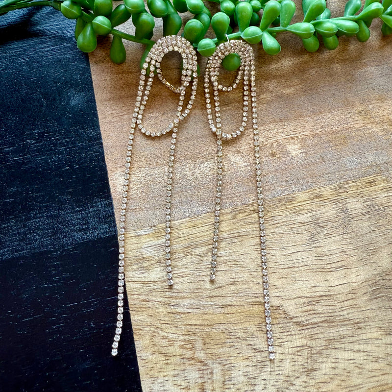Gold Crystal Rolled Rope Earring