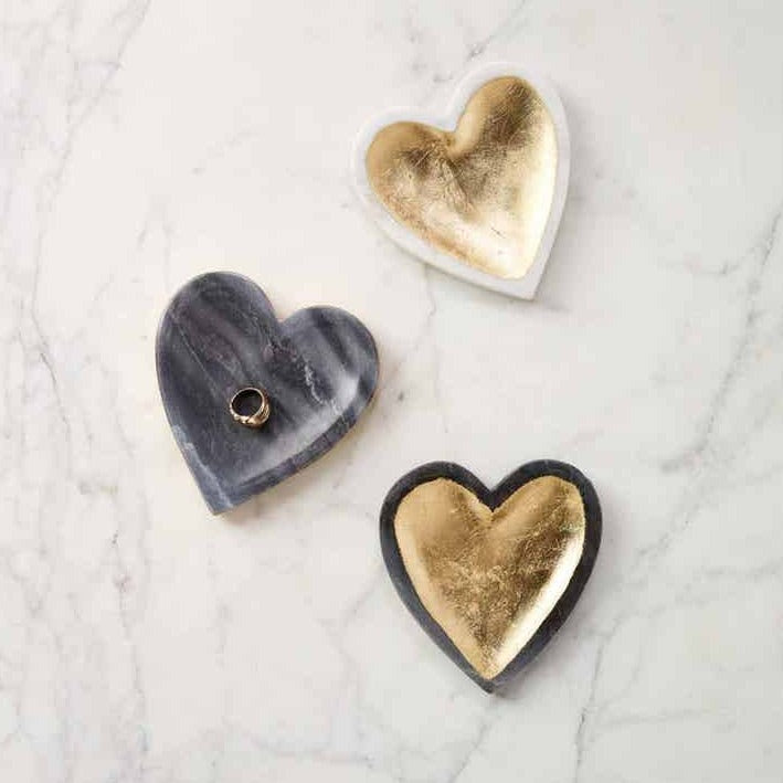 Gray Marble Foil Heart Tray