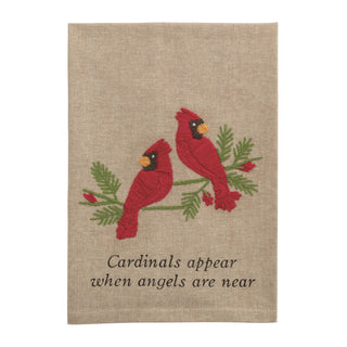 Angel Are Near Cardinal Embroidery Tea Towel