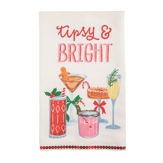 Tipsy & Bright Holiday Drinks Tea Towel
