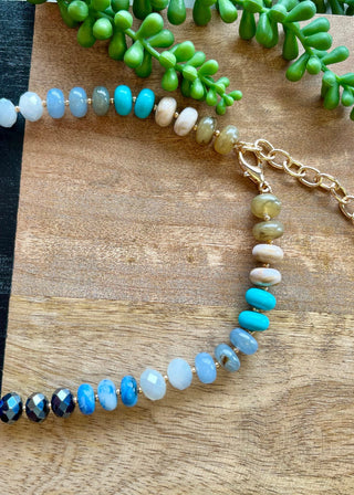 Blue & Turq Tone Stone Necklace