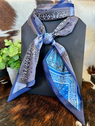 Blue Tones Bandana Wide Twilly