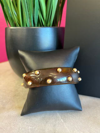 Brown Gold Studded Bangle Bracelet