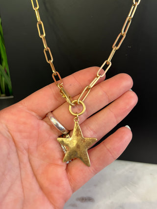 Muted Gold Star & Chain Necklace