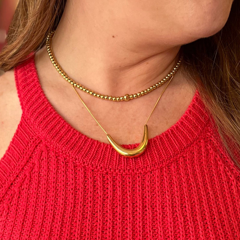 Gold Thick U Necklace - Water Resistant