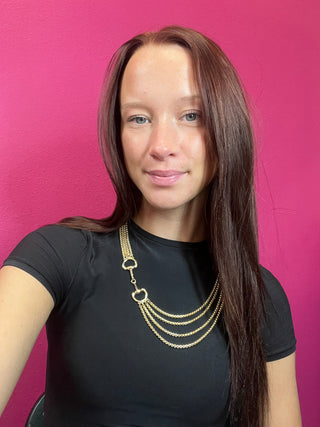 Gold Horsebit Four Strand Necklace