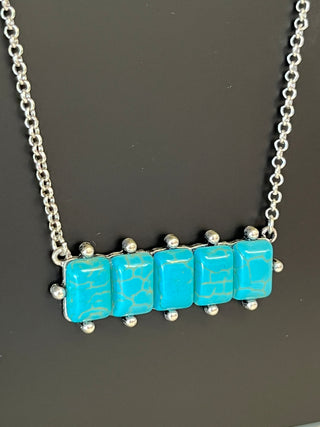 Faux Turq 5 Bar Necklace