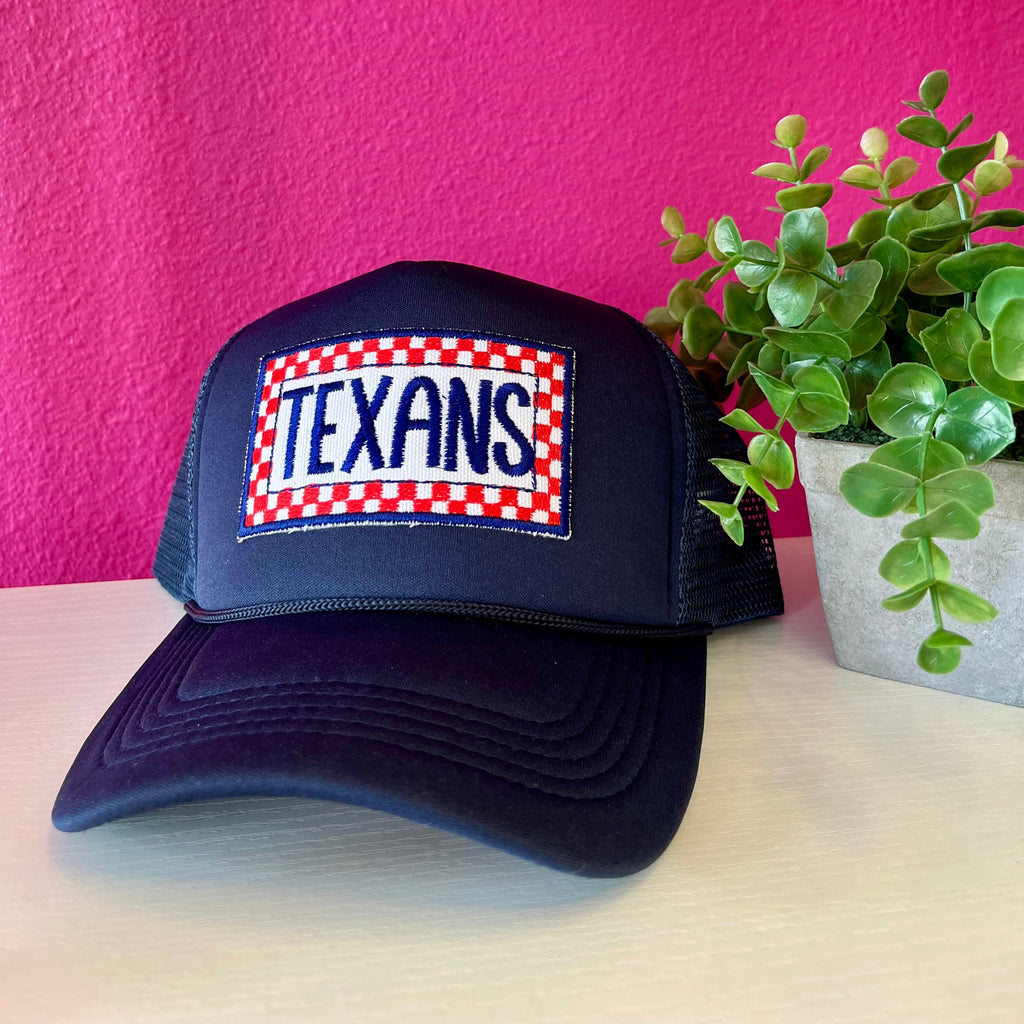 Texans Check Navy Trucker Hat