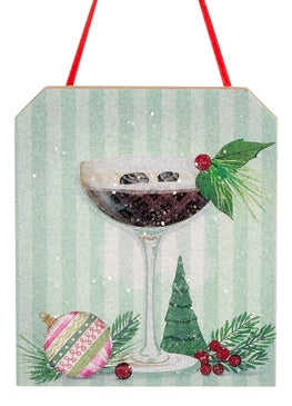 Glittered Espresso Happy Hour Tag Ornament