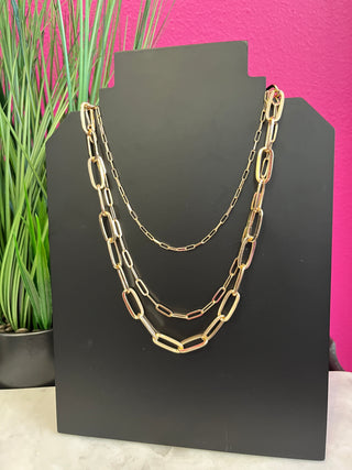 Gold Chain Link 3 Necklace Set