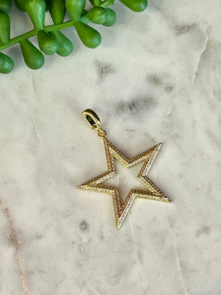 Gold Bling Outline Star Charm