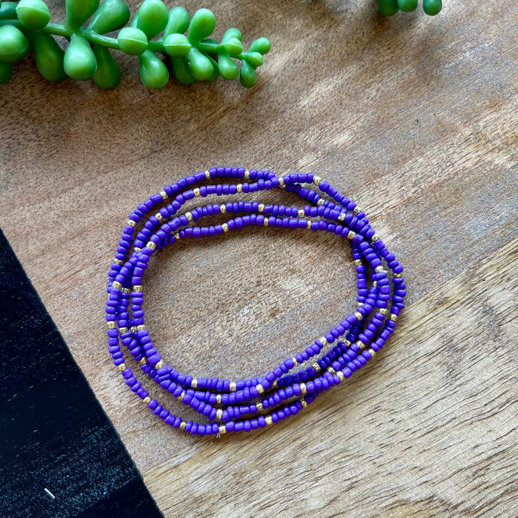 Purple Tiny Bead 4 Bracelet Set