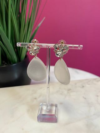 Crystal & White Teardrop Earring
