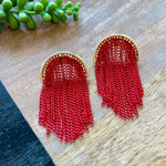 Red Chain Half Circle Earring