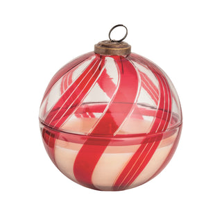 Red Candy Cane Glass Candle