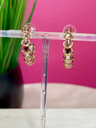 Mixed Metal Medium Hoop Earrings