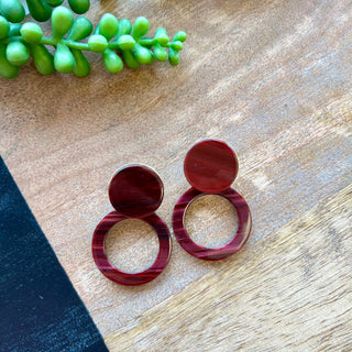 Maroon Acrylic Doorknocker Earring