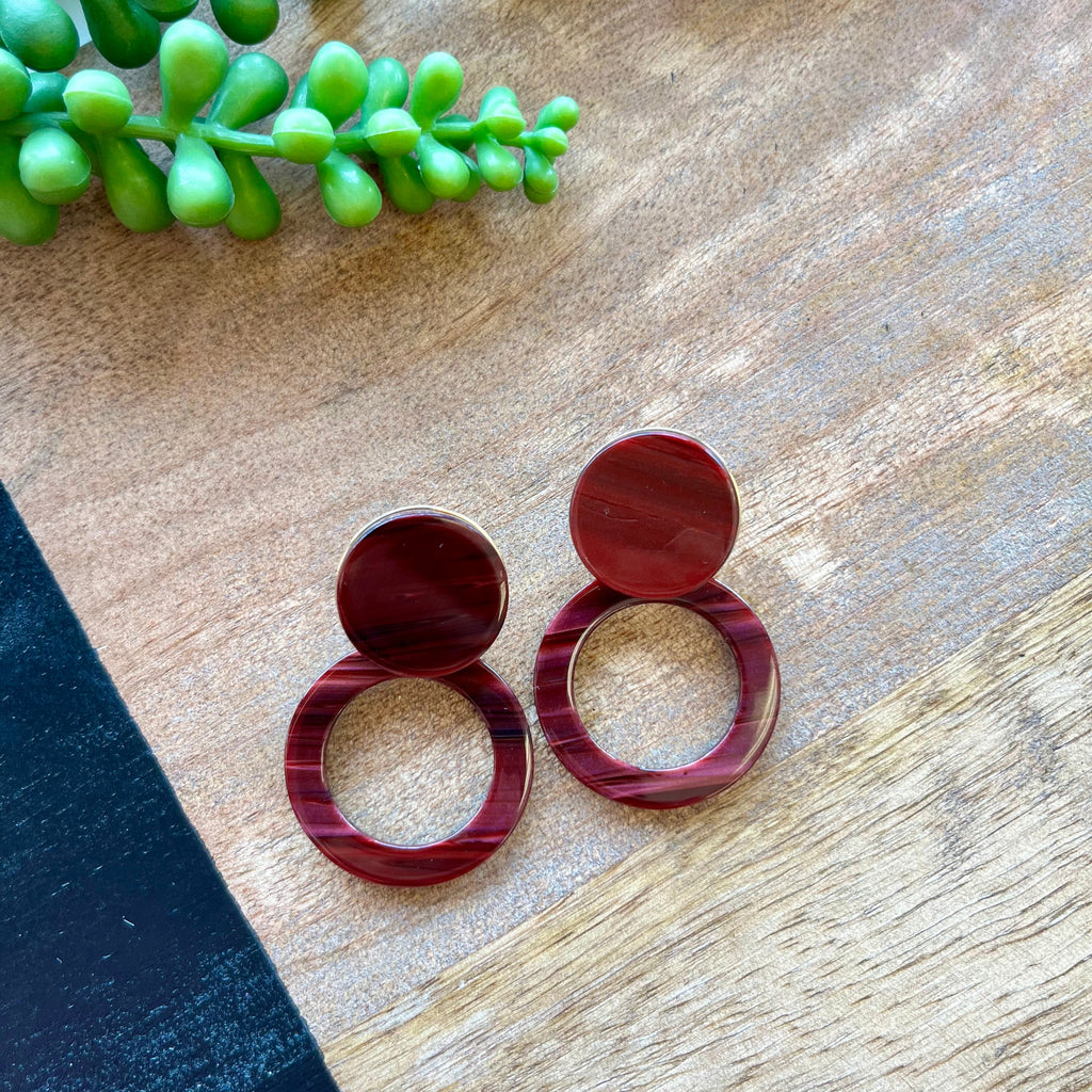 Maroon Acrylic Doorknocker Earring