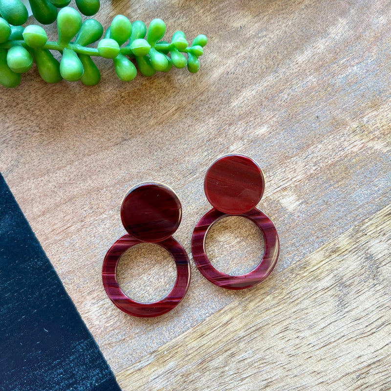 Maroon Acrylic Doorknocker Earring