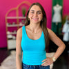Aqua Blue Double Layer Knit Tank
