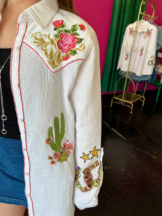 Palmona White Embroidery Top