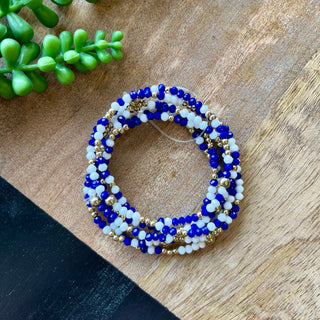 Royal Blue Small Bead Gameday Bracelet Set