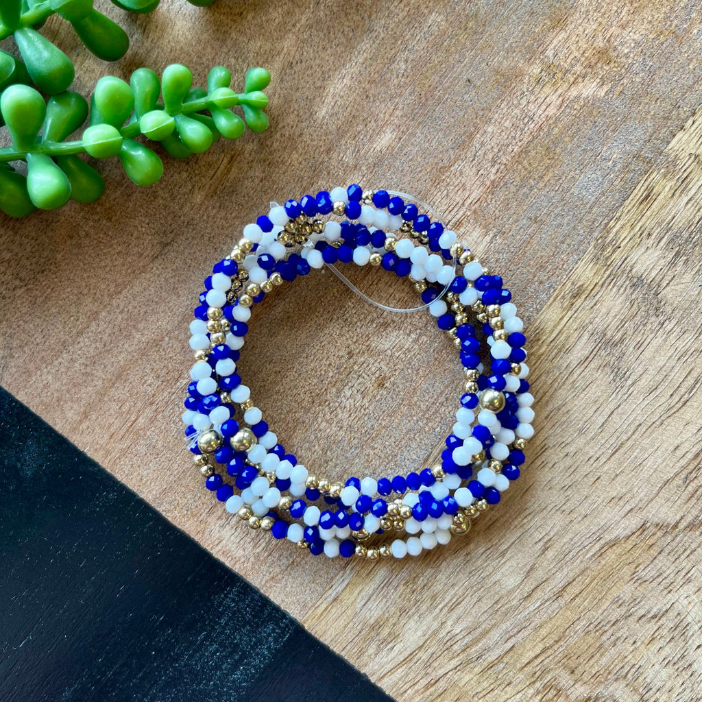 Royal Blue Small Bead Gameday Bracelet Set
