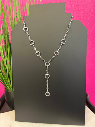 Silver Horsebit Short Lariat Necklace