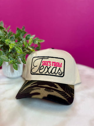 She's From Texas Camo Baseball Hat