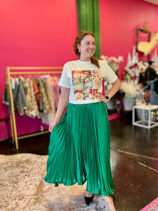 Emerald Green Pleated Asymmetrical Skirt