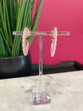 Light Pink Fan Hoop Earrings