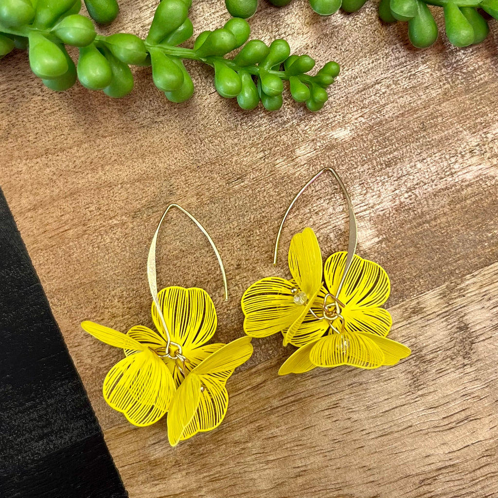 Yellow 3D Flower Earring