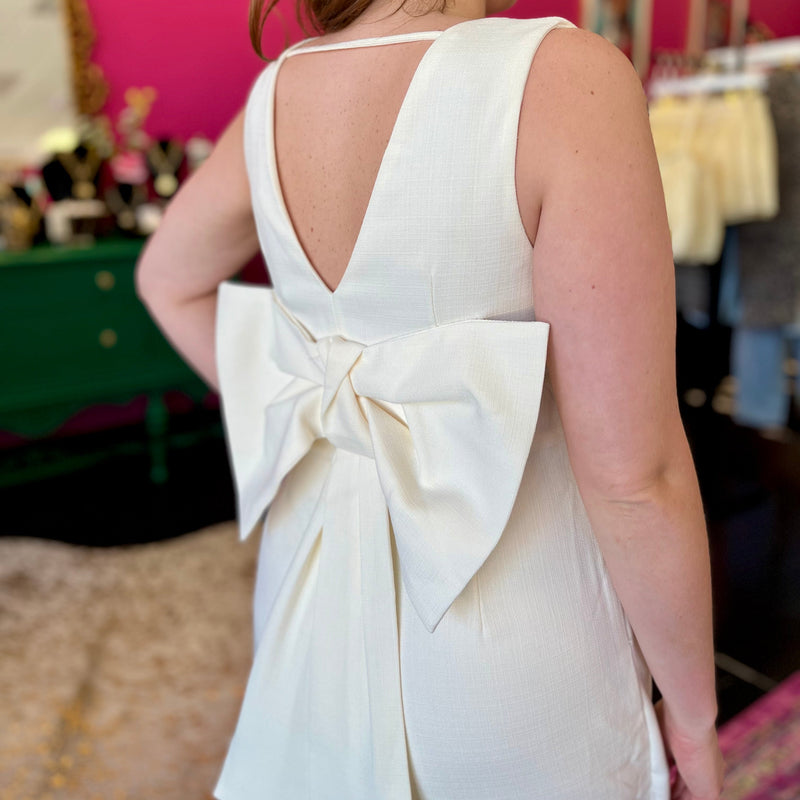 White Bow Back Romper