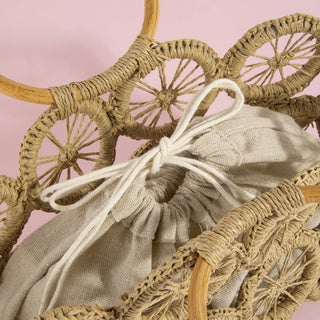 Open Circle Weave Straw Purse