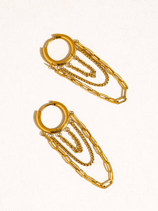 Vianne 18K Gold Multi Chain Drop Earrings - Water Resistant
