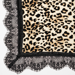 Black & Ivory Leopard & Lace Wild Rag Scarf