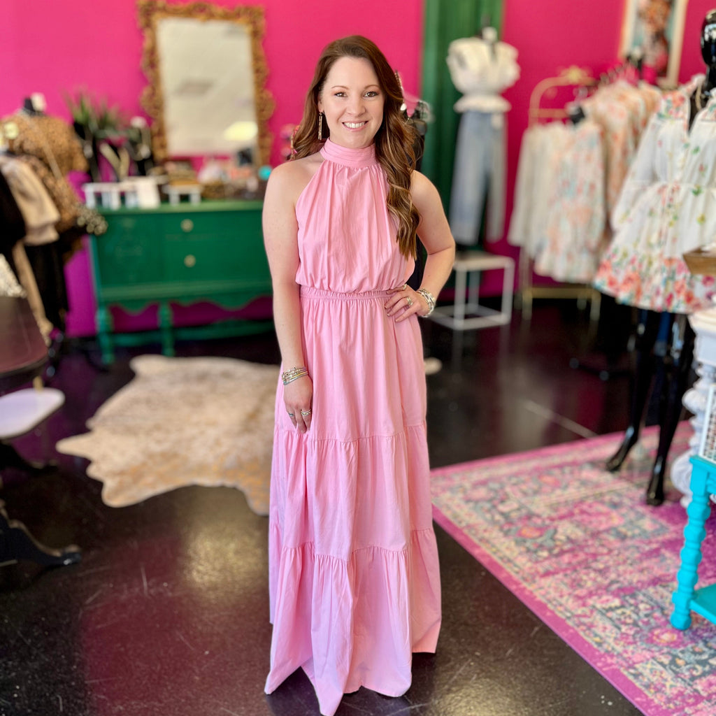 Baby Pink Halter Maxi Dress