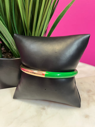 Kelly Green & Gold Color Block Bangle