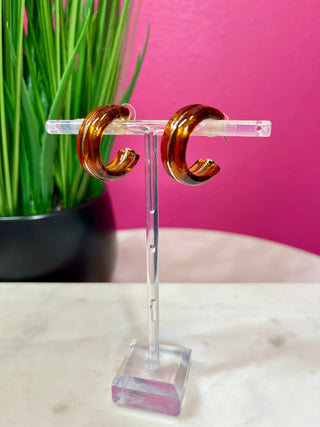 Amber & Gold Medium Hoop Earring