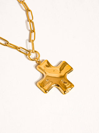 Bari 18K Gold Cross Chain Necklace, Water Resistant