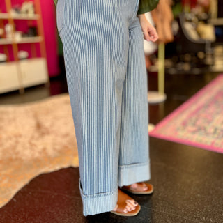 Denim Pin Striped Cuff Jeans