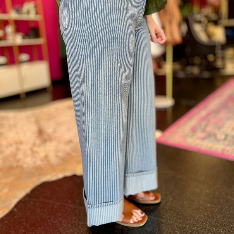 Denim Pin Striped Cuff Jeans
