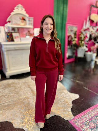 Maroon Essentials Wide Leg Pants