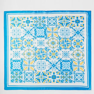 Blue & Yellow Mosaic Tile Wild Rag