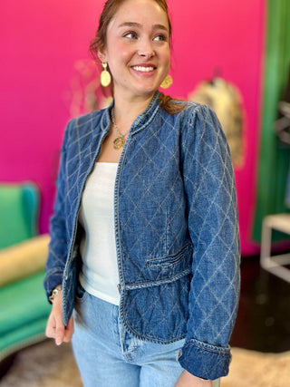 Dark Denim Quilted Jacket
